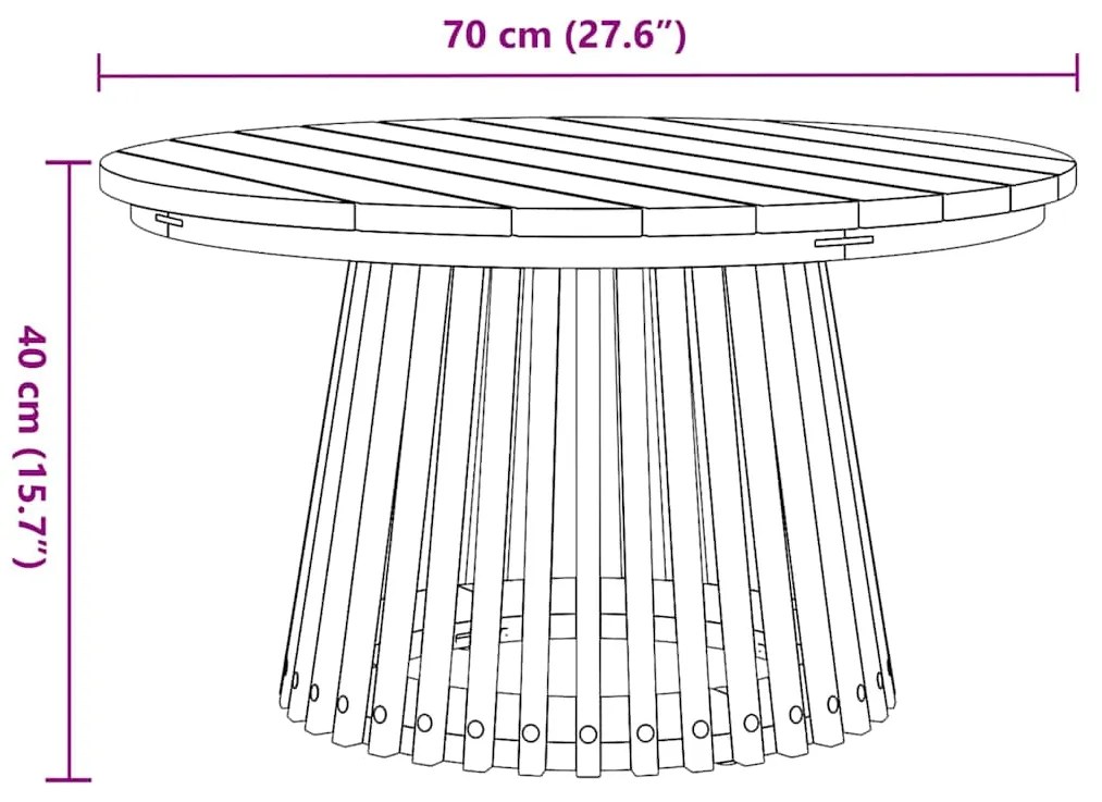 Mesa de Café de Jardim Ø70x40 cm de Madeira Sólida de Teca