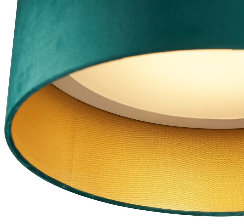 Plafon moderno veludo verde 40cm incl. LED regulável em 3 níveis - Sue Moderno