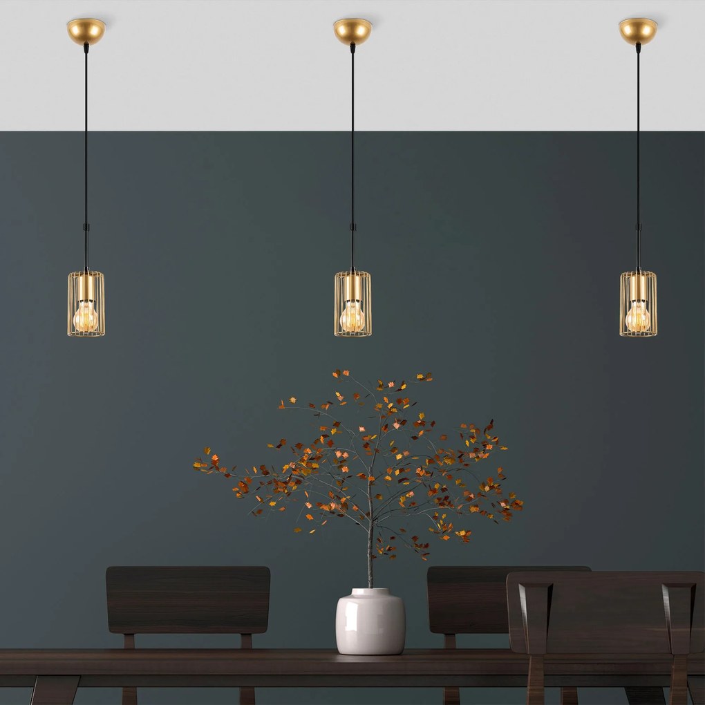 Candeeiro de Teto Kemtel – Dourado Brilhante – 9 x 9 x 126 cm