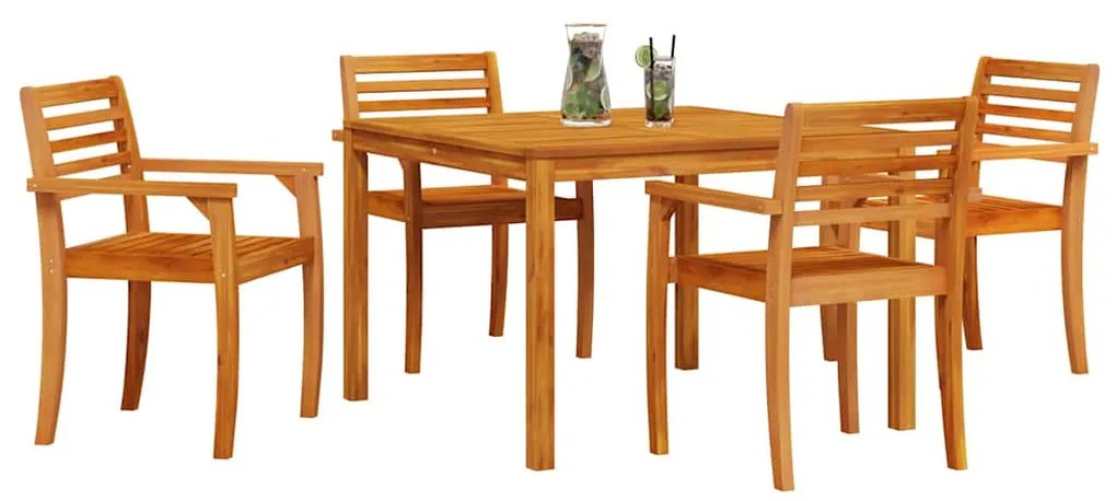 Conjunto de Jantar de Jardim 5 pcs Castanho 110 x 110 x 75 cm