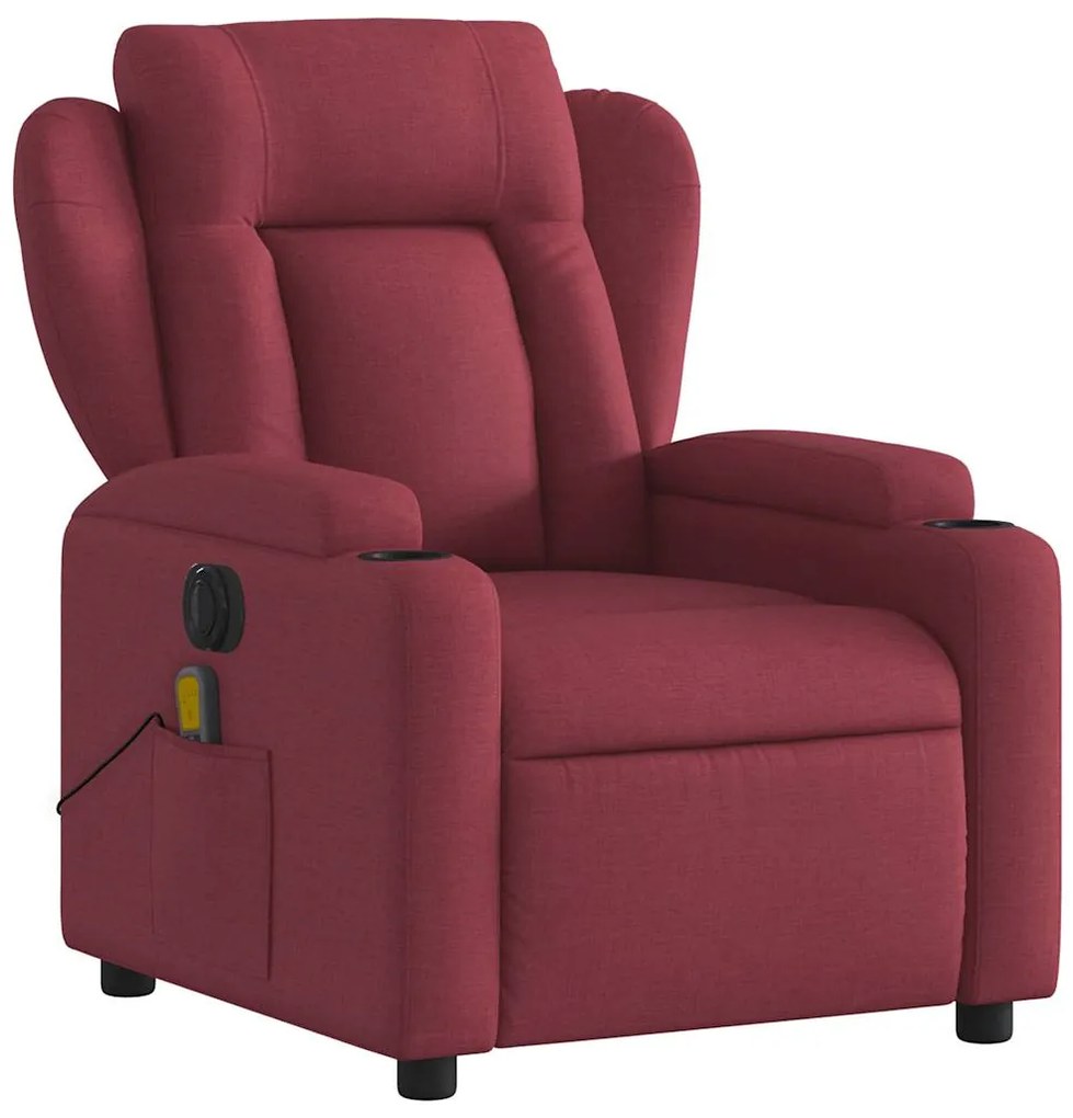 Poltrona reclinável de massagens elétrica tecido vermelho tinto