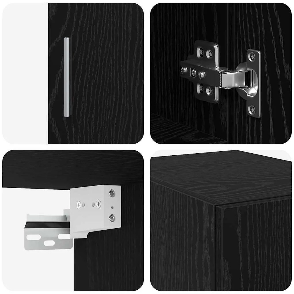Armário de Armazenamento Slim vidaXL Carvalho Preto 30x42.5x225 cm Mad