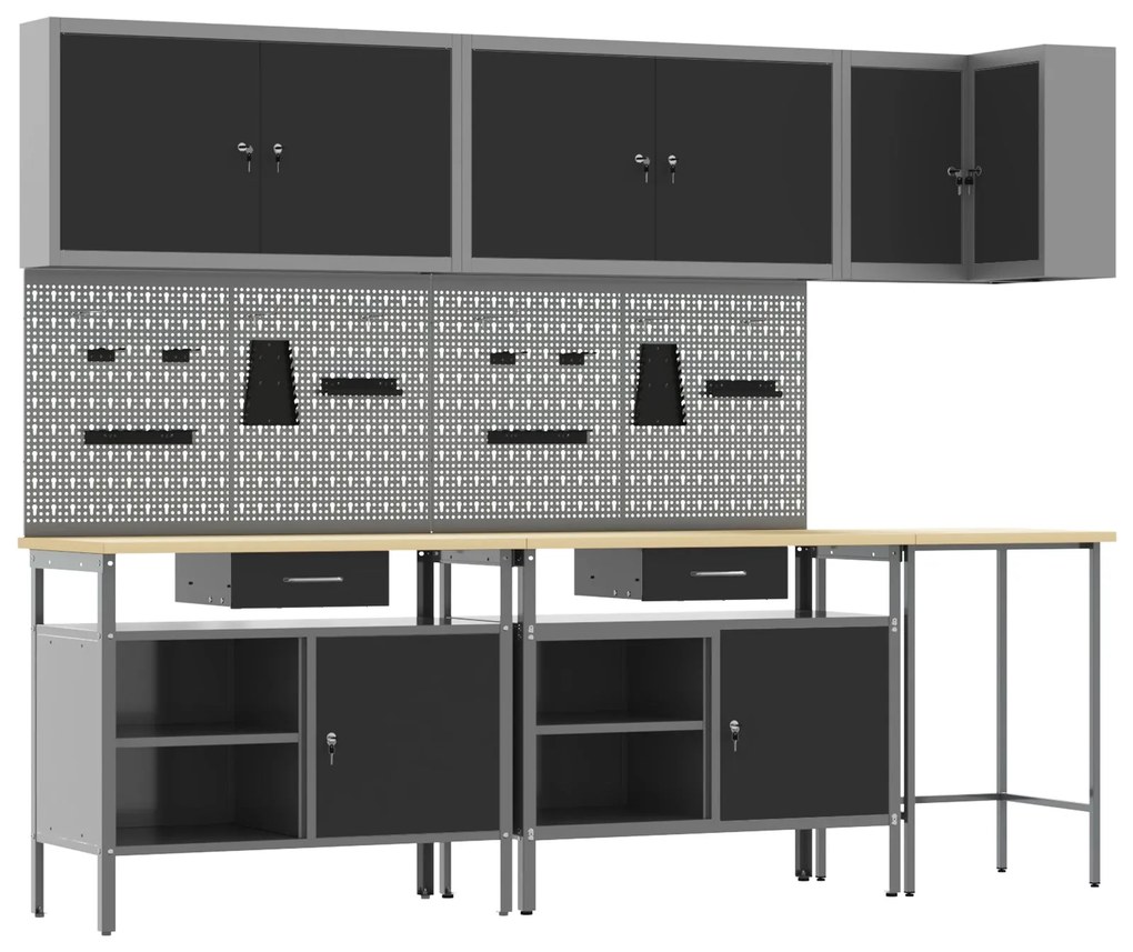 Conjunto de Mesas de Armazenamento de Ferramentas vidaXL com 10 Peças