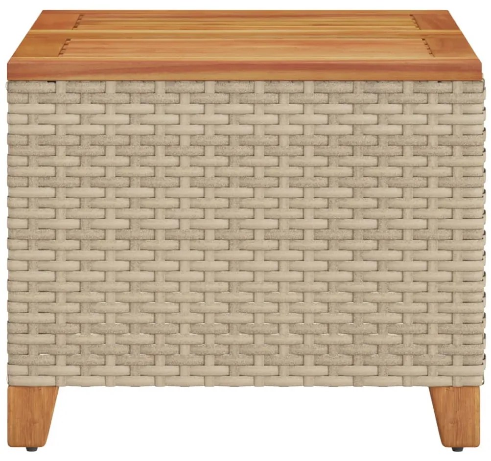 Mesa de jardim 45x45x37 cm vime PE e madeira de acácia bege