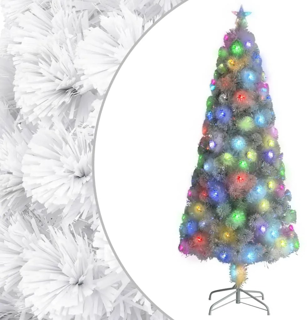 328451 vidaXL Árvore Natal artificial pré-iluminada 180 cm fibra ótica branco