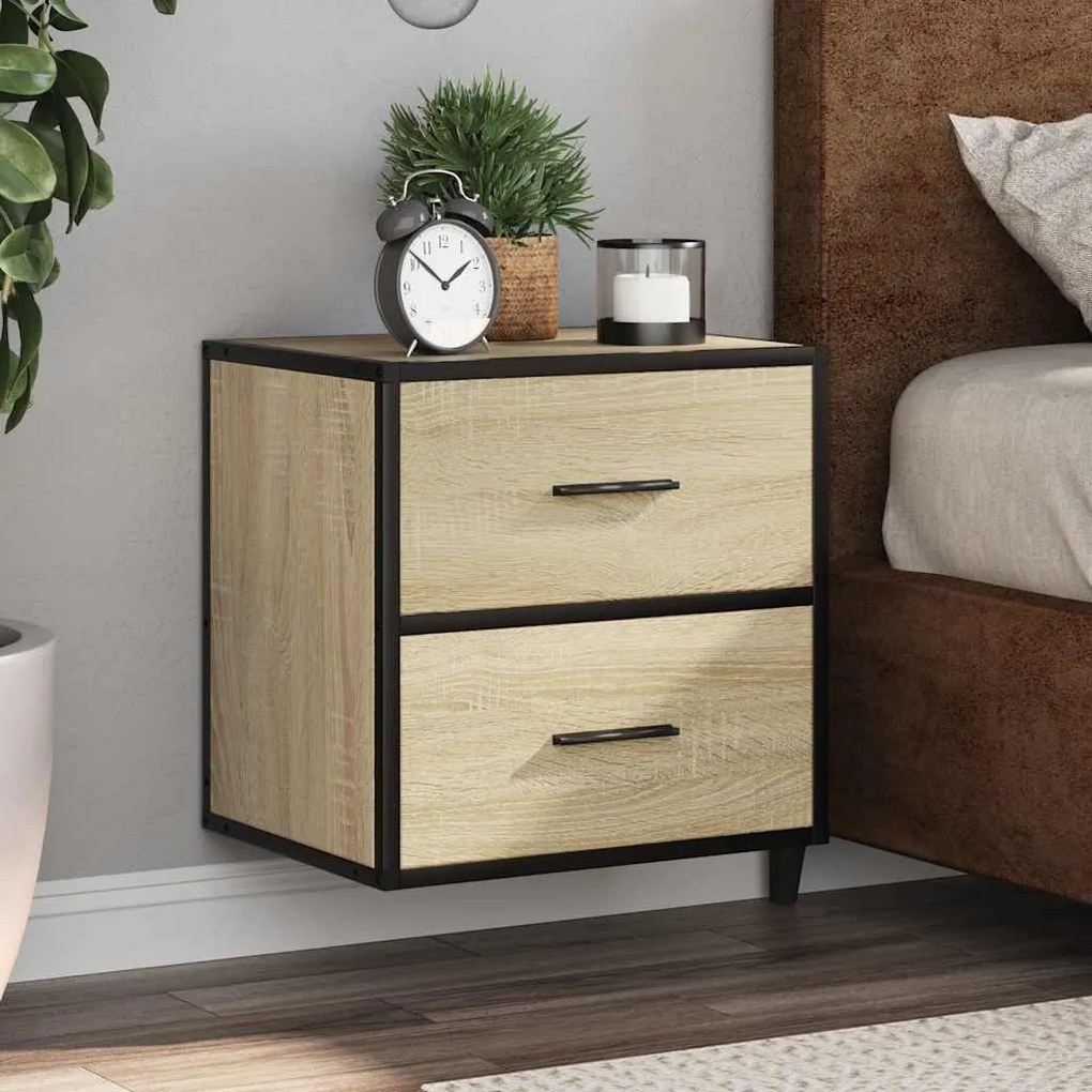 vidaXL Mesa de cabeceira de parede 40x31x39,5 cm carvalho sonoma