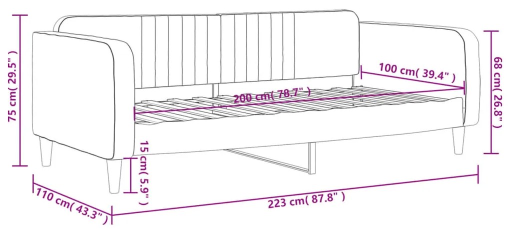 Sofá-cama 100x200 cm veludo cinzento-escuro