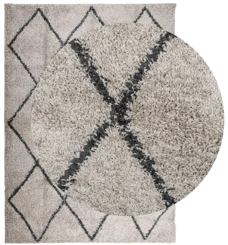 Tapete shaggy de pelo alto PAMPLONA 200x280 cm bege e antracite