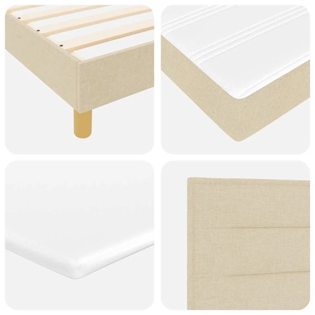 Cama Box com Colchão , Creme, 200 x 200 cm, Têxtil.