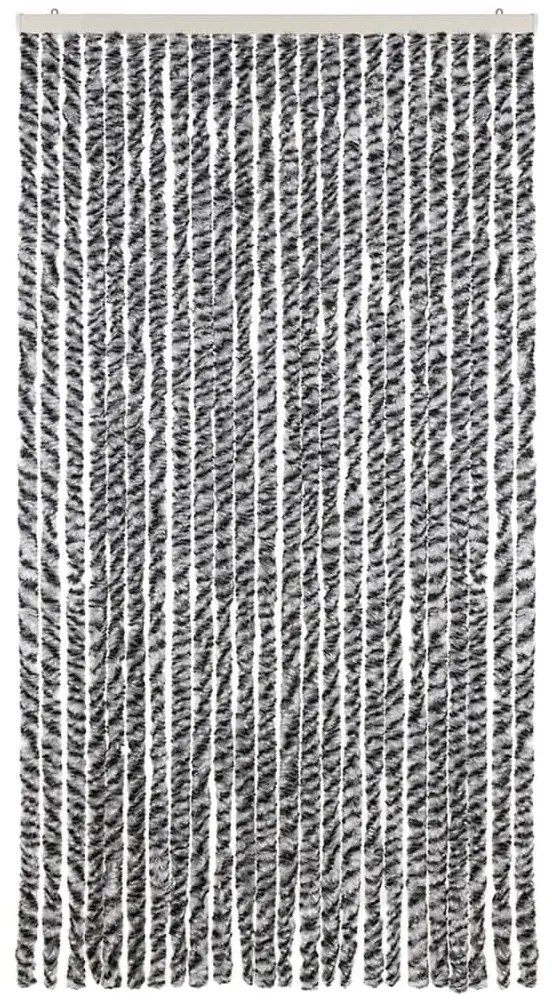 Cortina anti-insetos 100x230 cm chenille cinzento/preto/branco