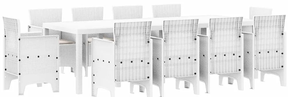 Conjunto de Jantar de Jardim 11 pcs Branco 250 x 100 x 73 cm