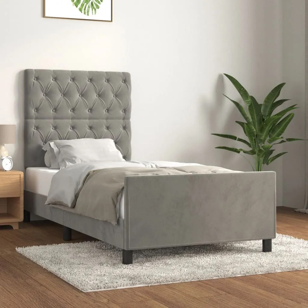 Estrutura de cama sem colchão 80x200 cm veludo cinzento-claro