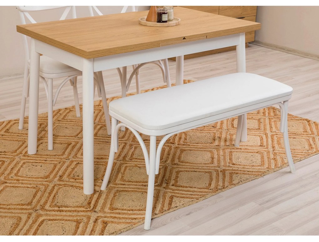 Conjunto de Mesa de Jantar Extensível e Cadeiras Oliver – Branco – Mes