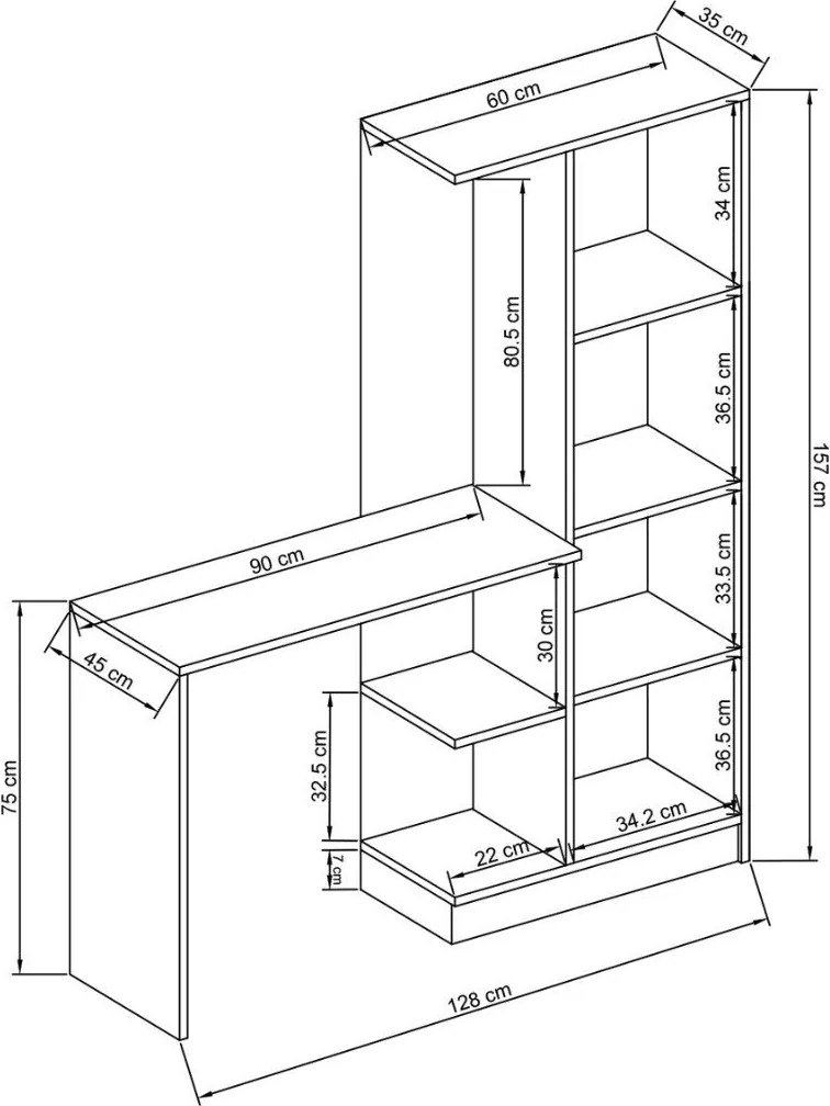 Secretária Lavinia – Branco – 128x157x45 cm