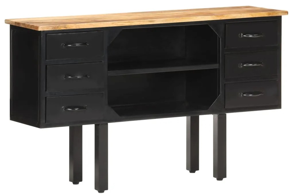 vidaXL Aparador 110x30x65 cm madeira de mangueira áspera maciça e aço