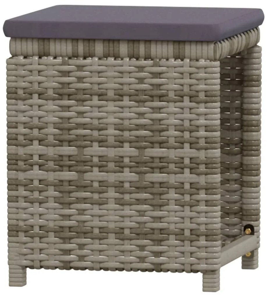 6 pcs conjunto lounge de jardim c/ almofadões vime PE cinzento