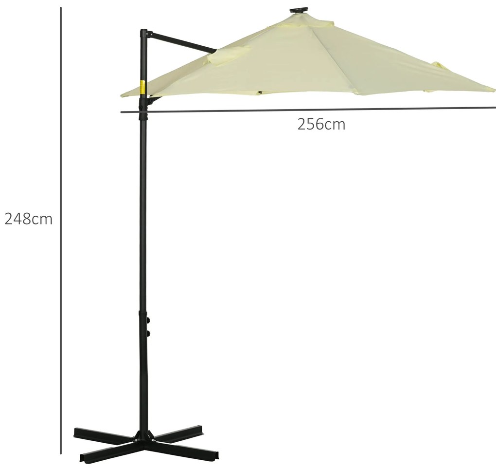 Chapéu de Sol Excêntrico Ø256x248 cm com Luzes LED Solar Mastro Girató