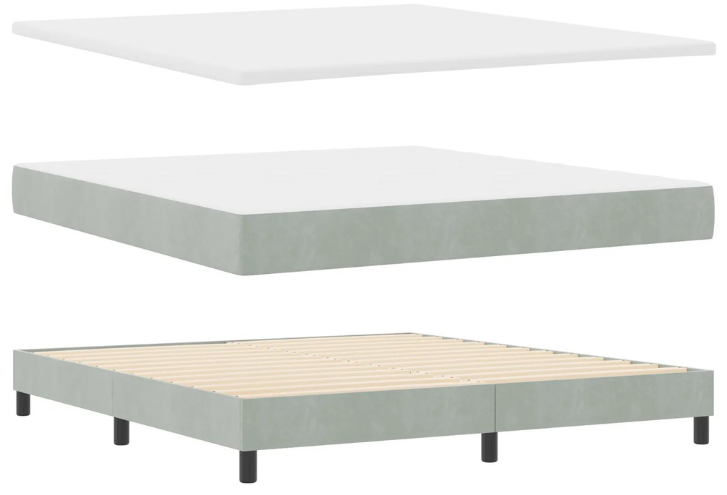 Cama Box com Colchão vidaXL Cinza Claro Super King Veludo