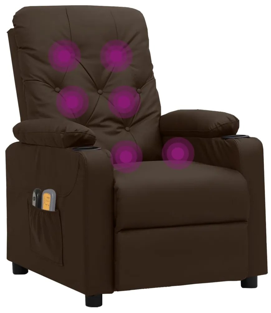 Poltrona de massagens elétrica couro artificial castanho
