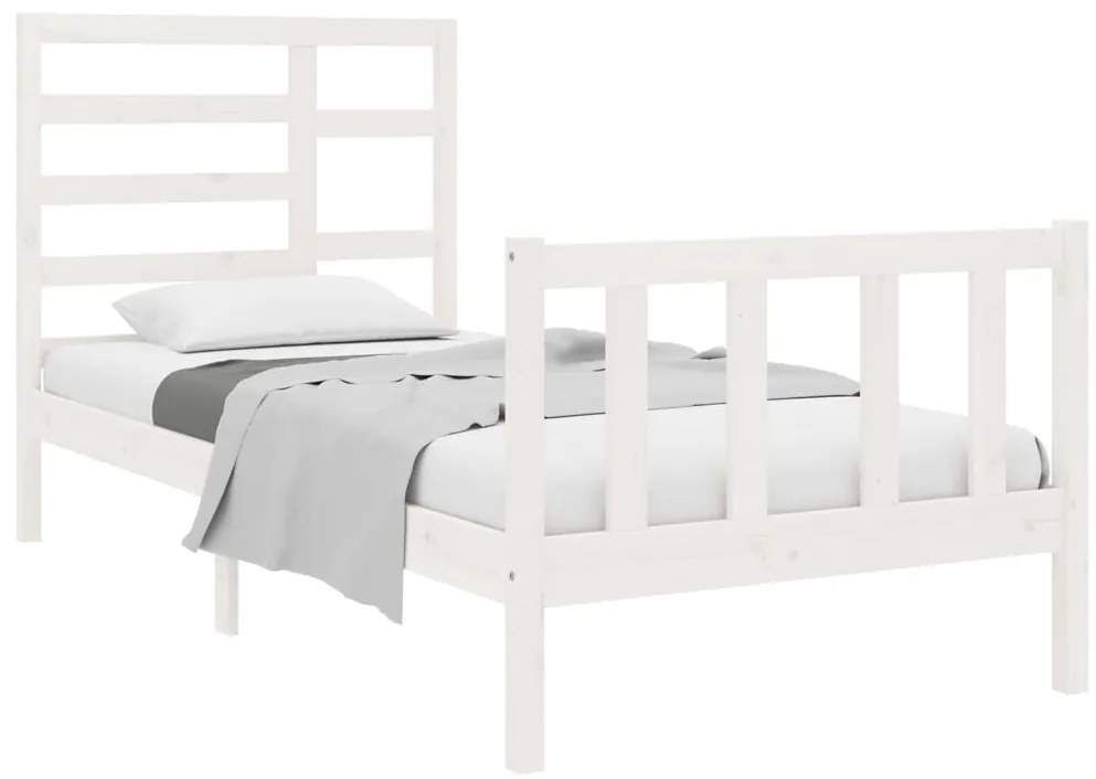 Estrutura de cama solteiro 90x190 cm madeira maciça branco