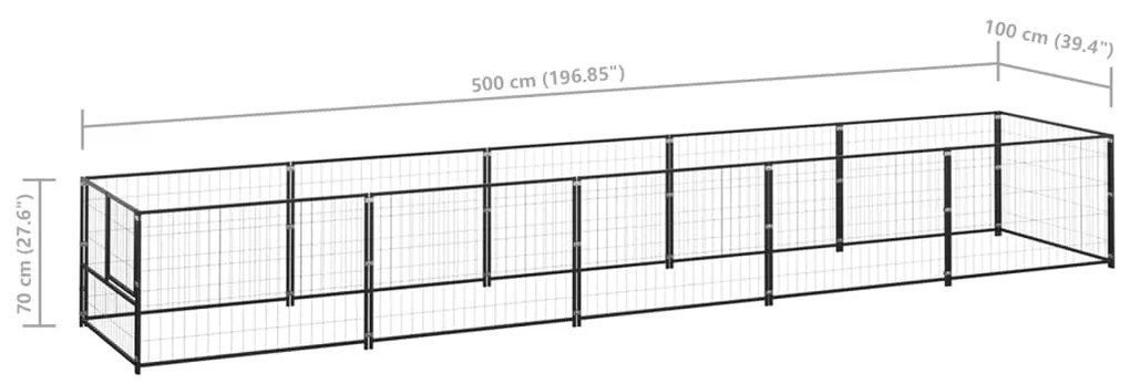 Canil para cães 5 m² aço preto