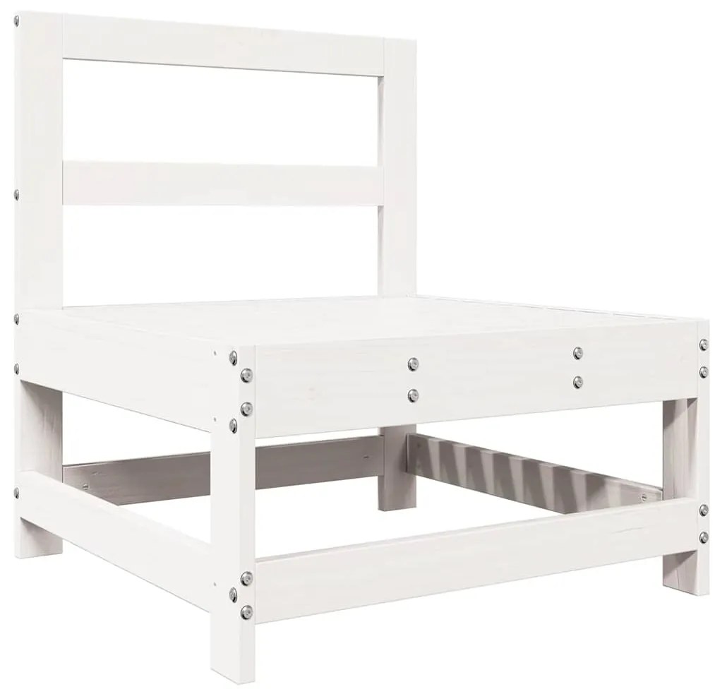 7 pcs conjunto lounge de jardim pinho maciço branco