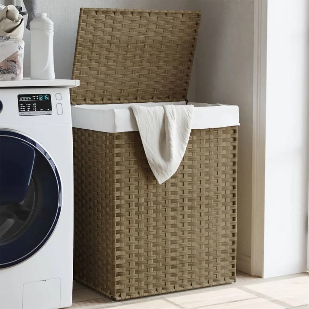 vidaXL Cesto para roupa suja com tampa 46x33x60 cm vime PE