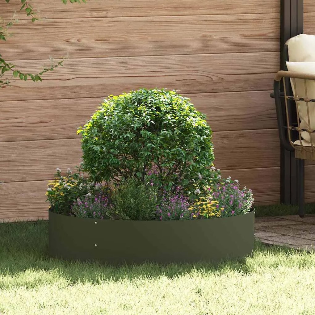 vidaXL Vasos de Jardim 5 pcs Verde-oliva 80 x 80 x 20 cm Aço