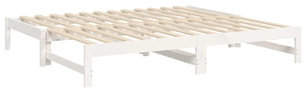 Sofá-cama de puxar 2x(75x190) cm madeira de pinho maciça branco