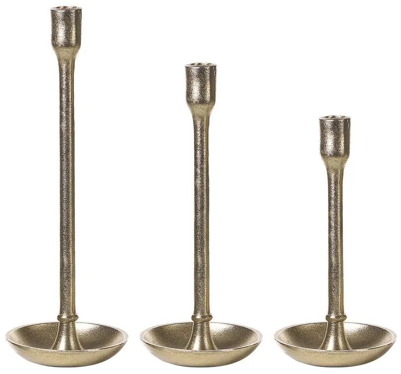 Conjunto de 3 castiçais em metal dourado LIWUNG Beliani