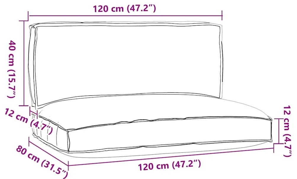 Conjunto de Almofadas de Palete 2 Peças Creme Tecido Oxford