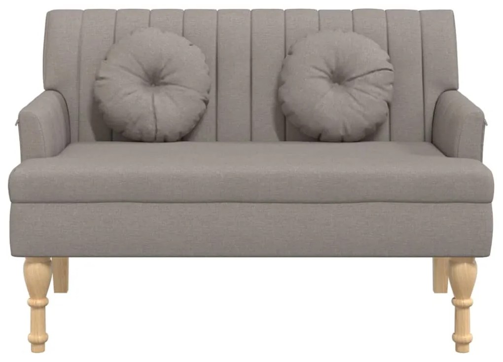 Banco c/ almofadões 113x64,5x75,5 cm tecido cinza-acastanhado
