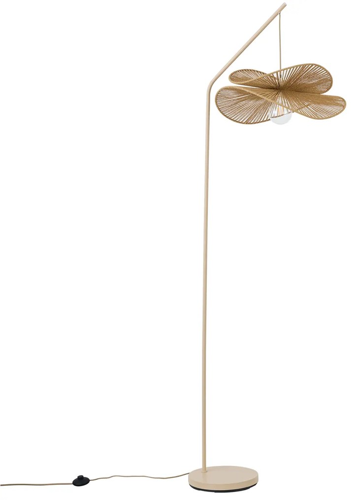 Candeeiro de Pé Art Deco Bege com Abajur Bege - Nest