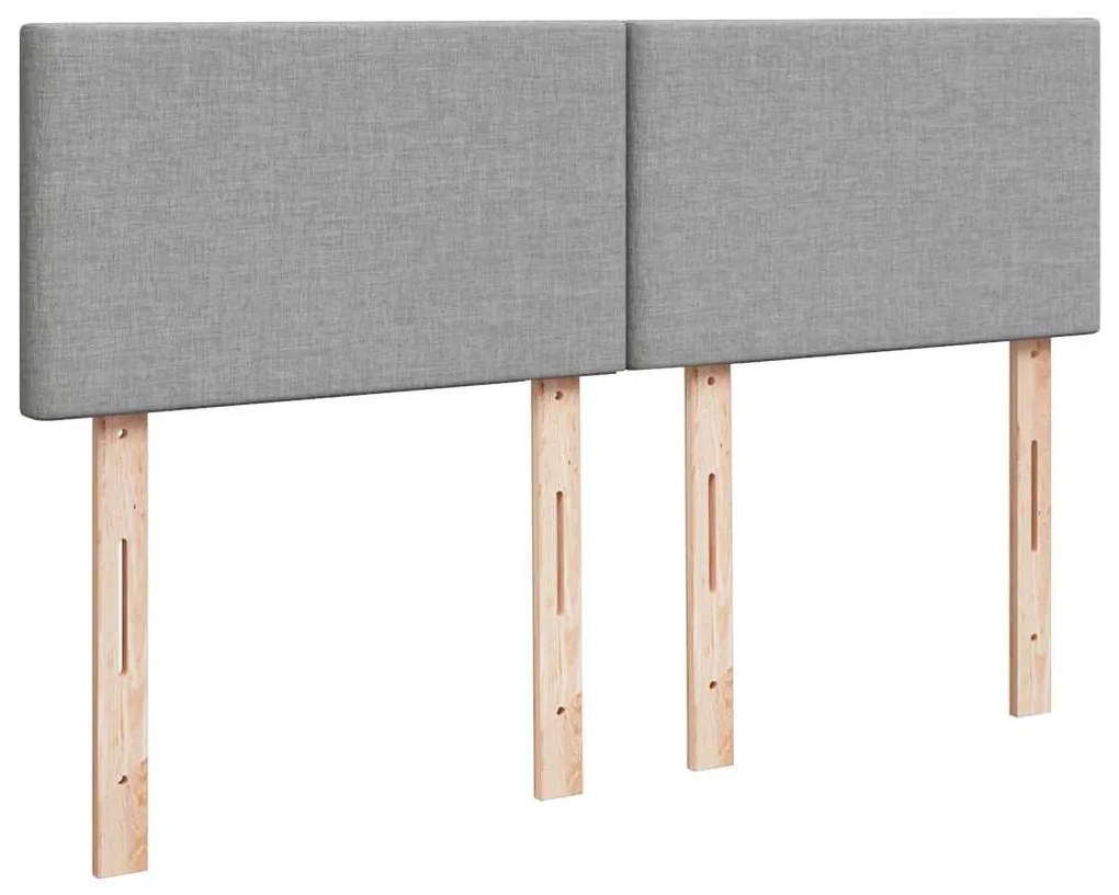Cama Otomana com Colchão &amp; LEDs Cinzento Claro 140x190cm Tecido
