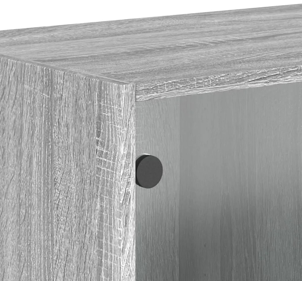 Armário de parede c/ portas vidro 68,5x37x35 cm cinzento sonoma