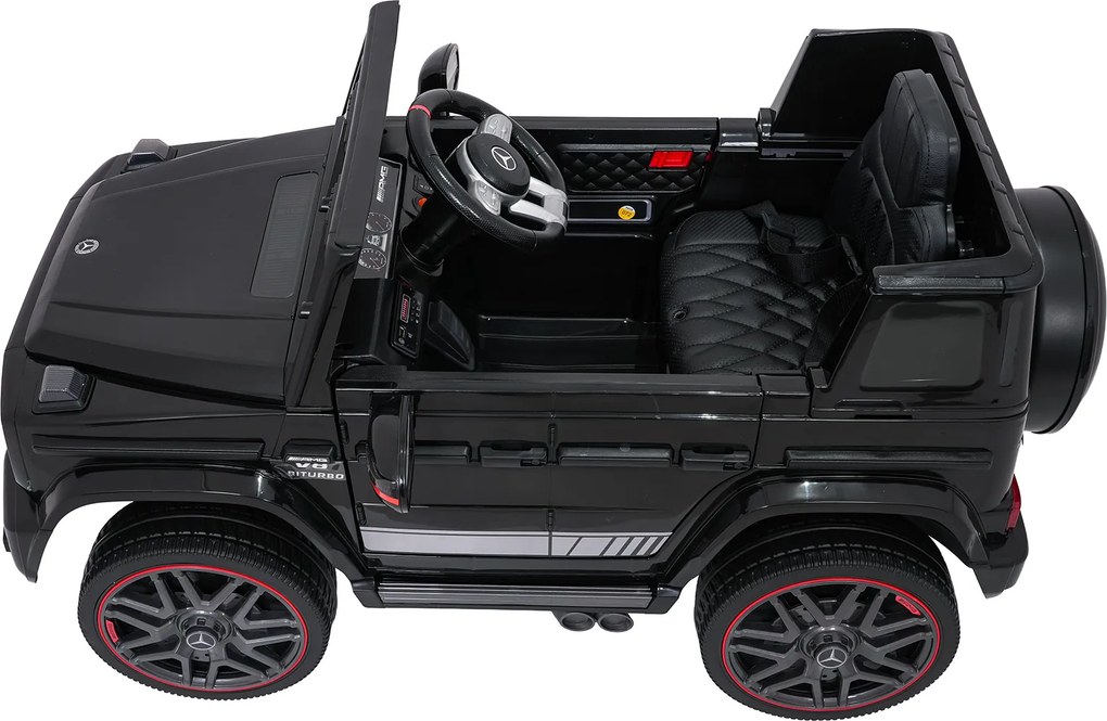 Carro elétrico para Crianças 2 a 5 anos 12V Mercedes G63 AMG LIFT Rodas de espuma EVA, assento Couro ecológico Preto