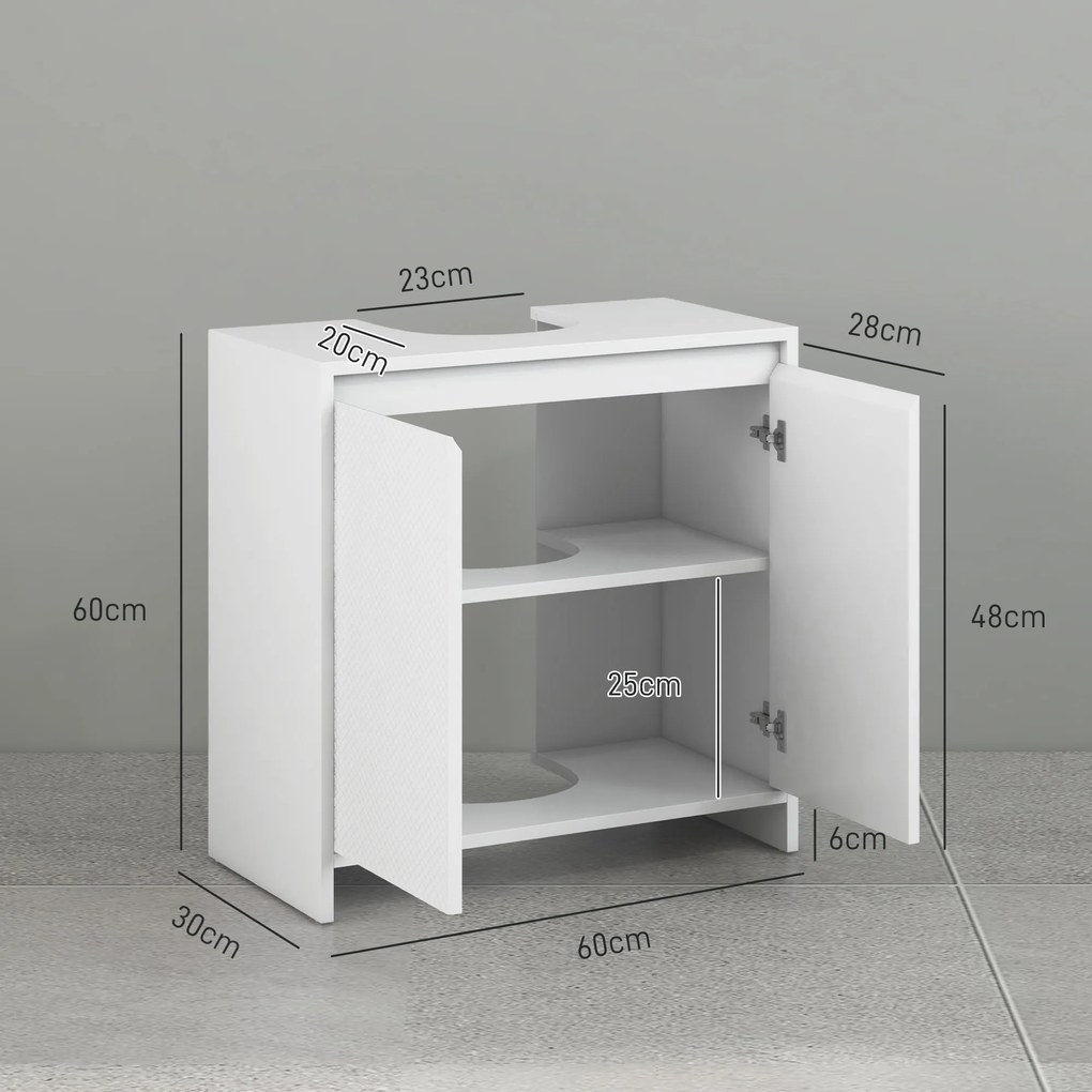 Móvel para Lavatório Pousar Moderno com Prateleira Anti-Tombo Carga 40 kg 60x30x60 cm Branco