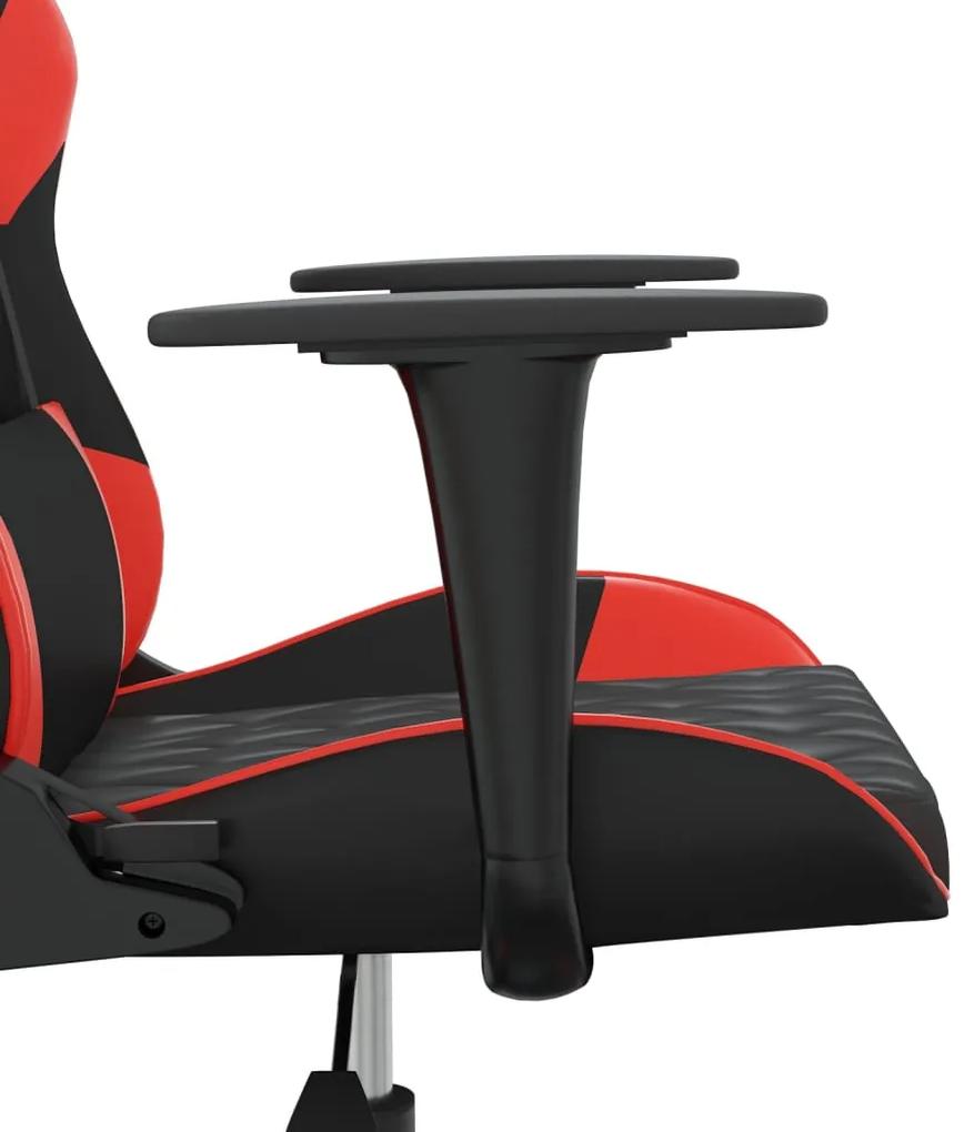 Cadeira gaming massagens couro artificial preto e vermelho