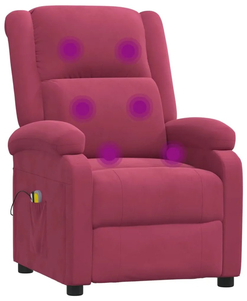 Poltrona de massagens elétrica veludo vermelho tinto