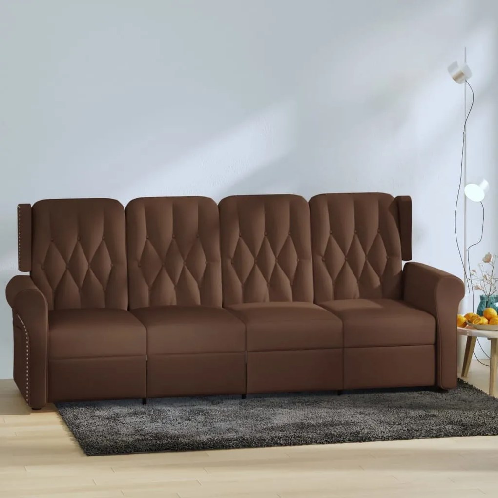 vidaXL Sofá reclinável 4 lugares couro artificial castanho brilhante