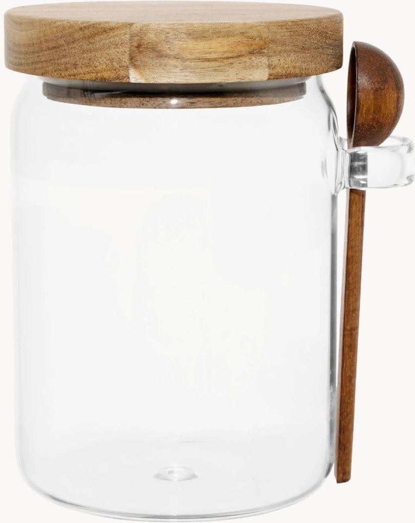 Frascos para alimentos em vidro borossilicato com colheres Delices, conjunto de 4