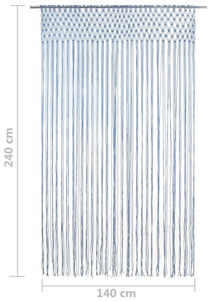 Cortina macramé 140x240 cm algodão azul