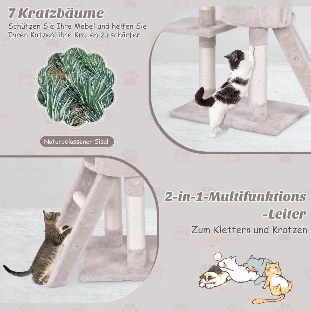 Arranhador para gatos de 140 cm com plataformas, árvore para gatos, móvel para gatos, árvore para trepar, árvore de atividades, bege