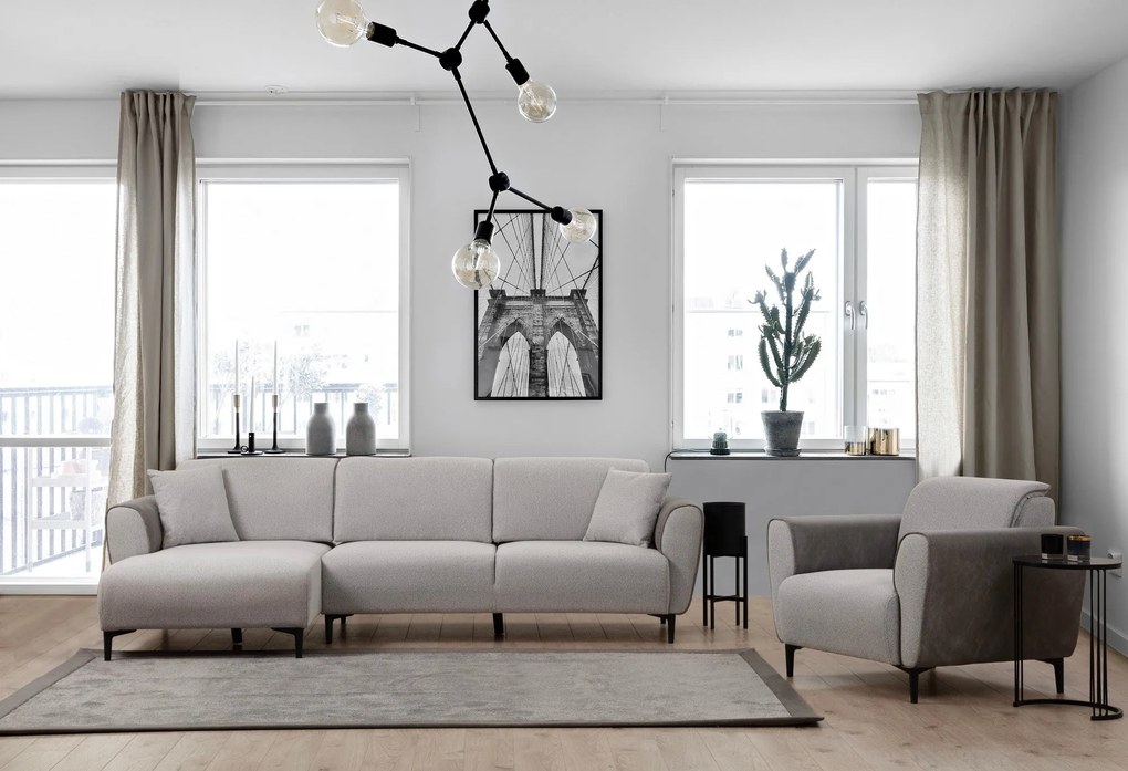 Sofá-Cama de Canto Aren – Cinzento – 150 x 260 cm