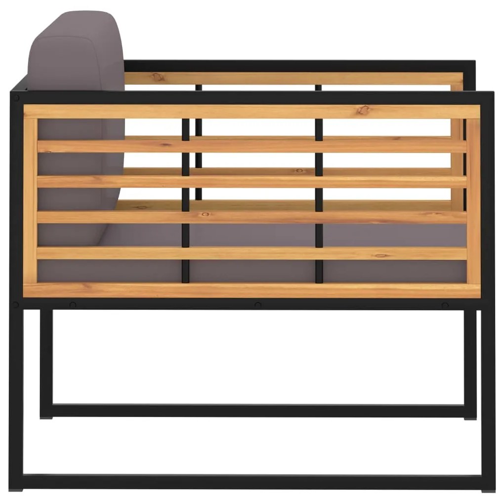 Cadeiras jardim + almofadões 2pcs acácia maciça cinzento-escuro