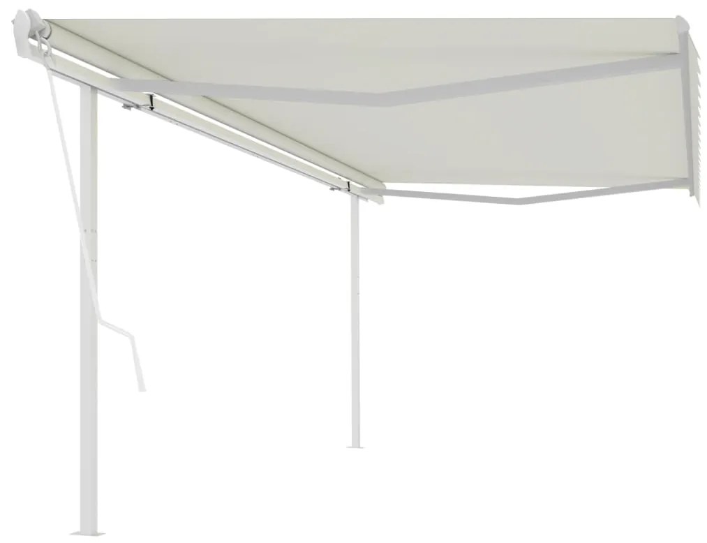 Toldo retrátil automático com postes 5x3 m cor creme