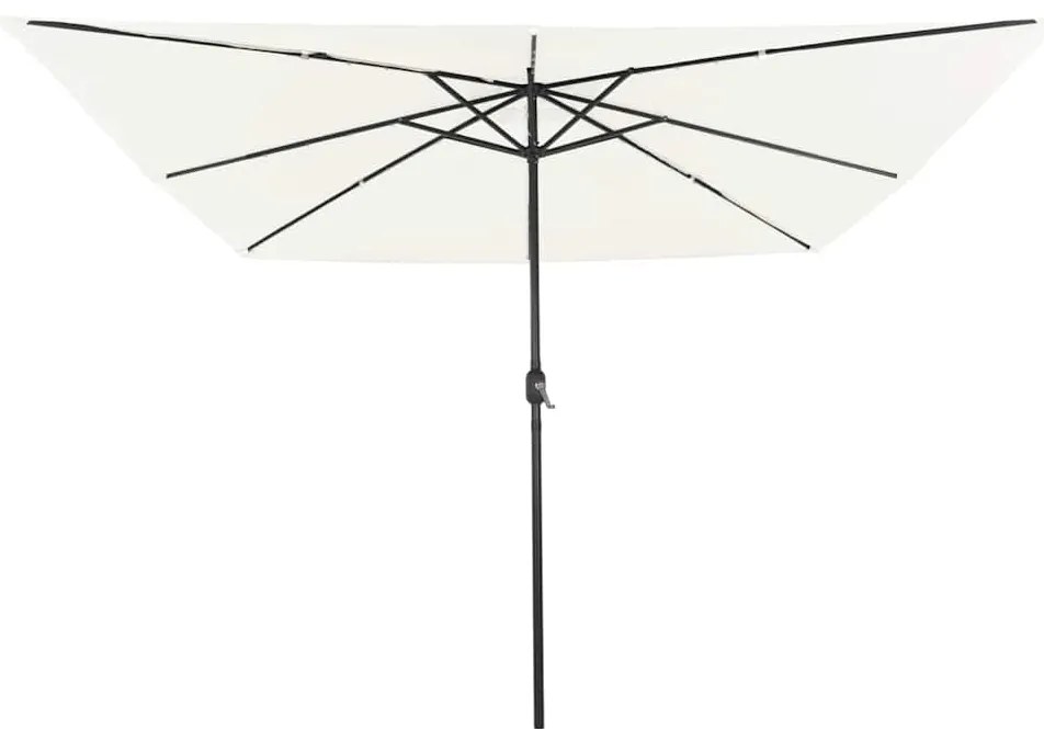 Parasol de Jardim Quadrado com Luzes LED 295x245 cm Areia Branca