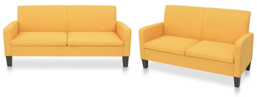 Conjunto de sofás 2 pcs tecido amarelo