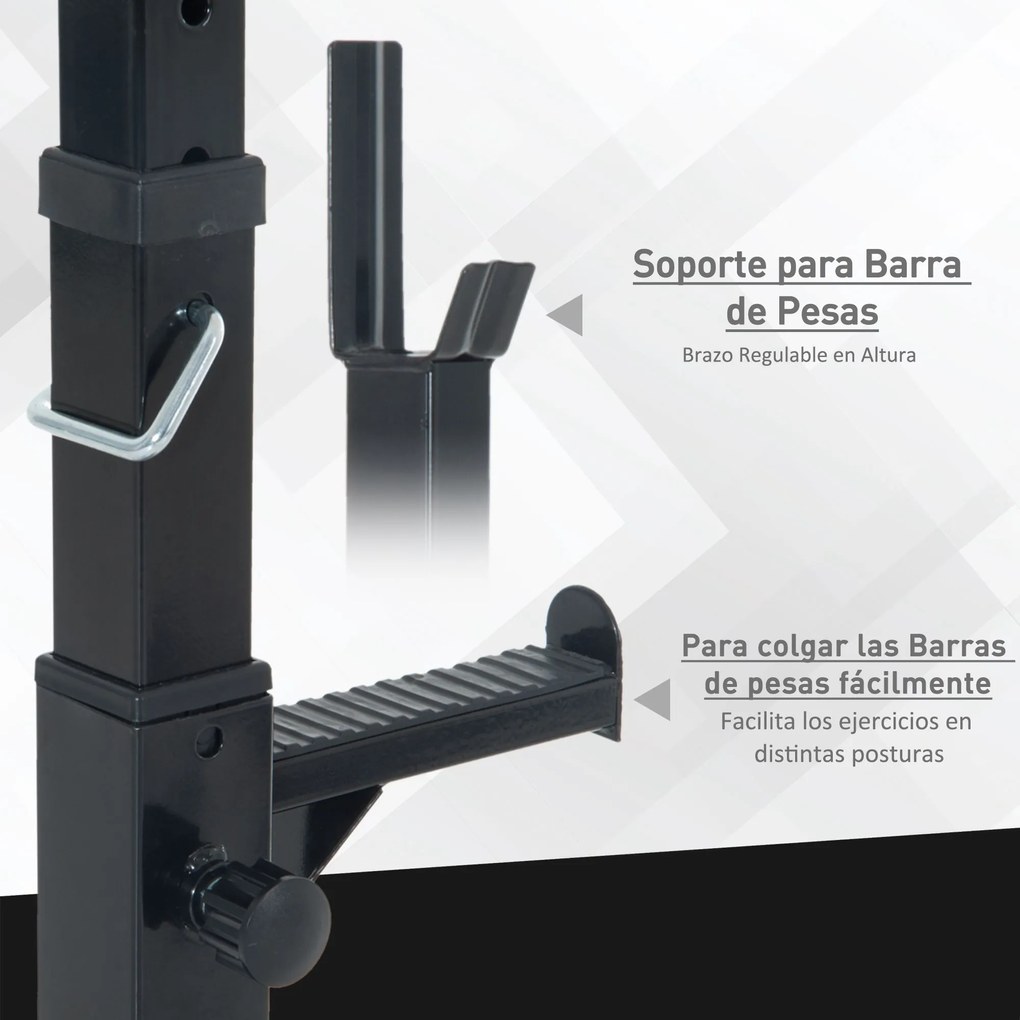 HOMCOM Suporte de Barra de Pesos Prateleira Ajustável de 12 Camadas Barra Levantamento de Pesos Academia Máx. 150 kg Aço 52x48x108-163 cm Preto