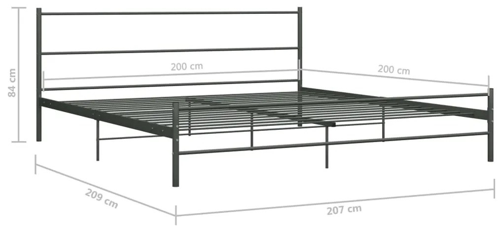 Estrutura de cama 200x200 cm metal cinzento